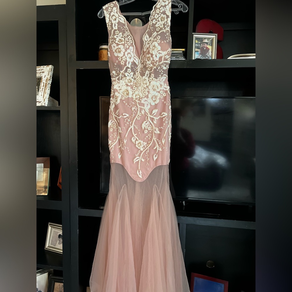 Blush pink long mermaids dress